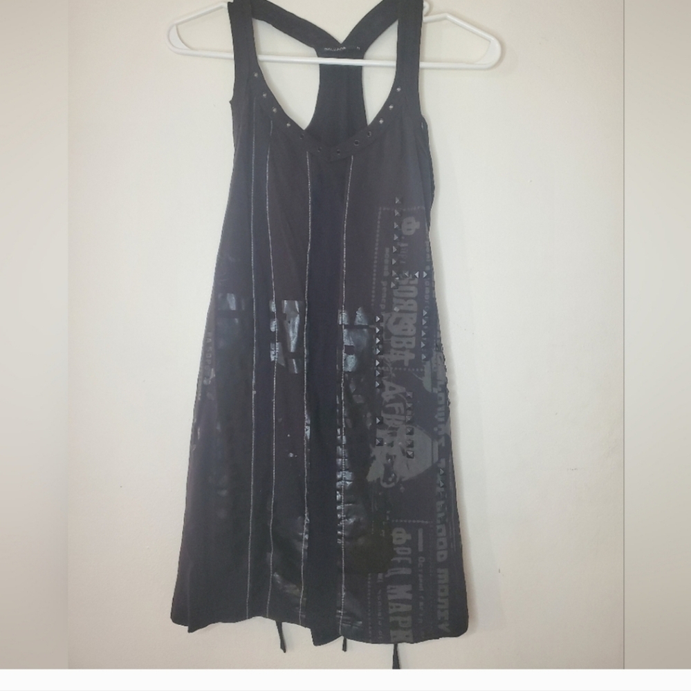 Salvage Black Edgy Racerback Tank Mini Dress